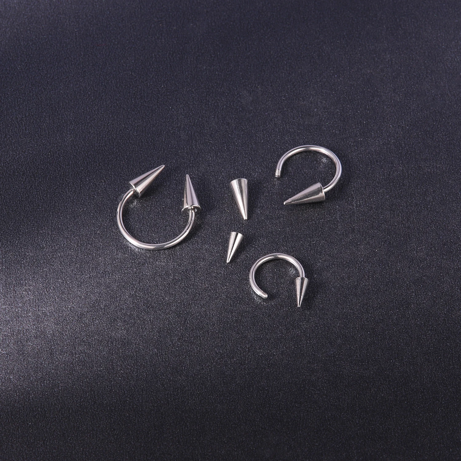 ZS 1PC 16G Lange Spike Nasenring Edelstahl Septum Piercings Kegel Monroe Labret Körper Piercing Schmuck Punk Schwarz Septum Ring – Detail 7
