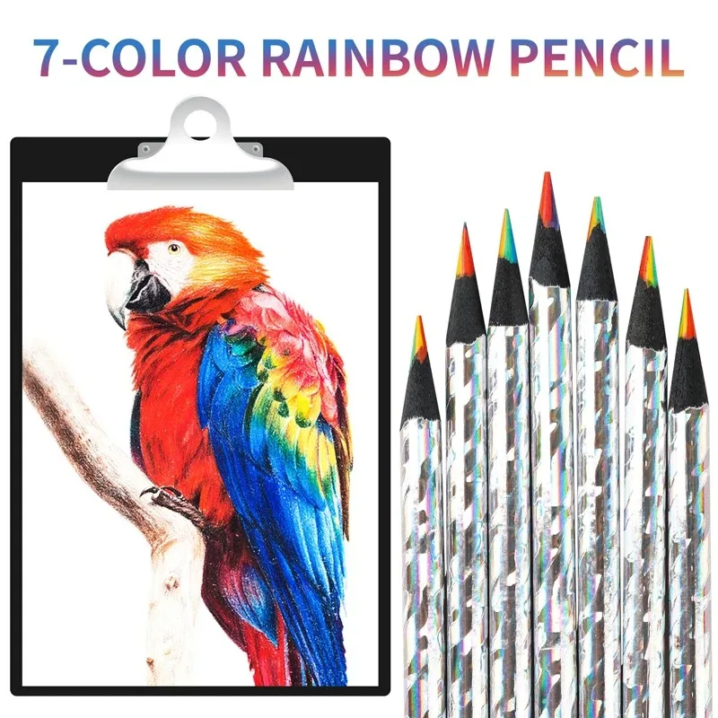23pcs 레인보우 연필 7색 동일 코어 컬러 연필 창의적인 선물 그래피티 페인팅 레인보우 연필 아트 문구