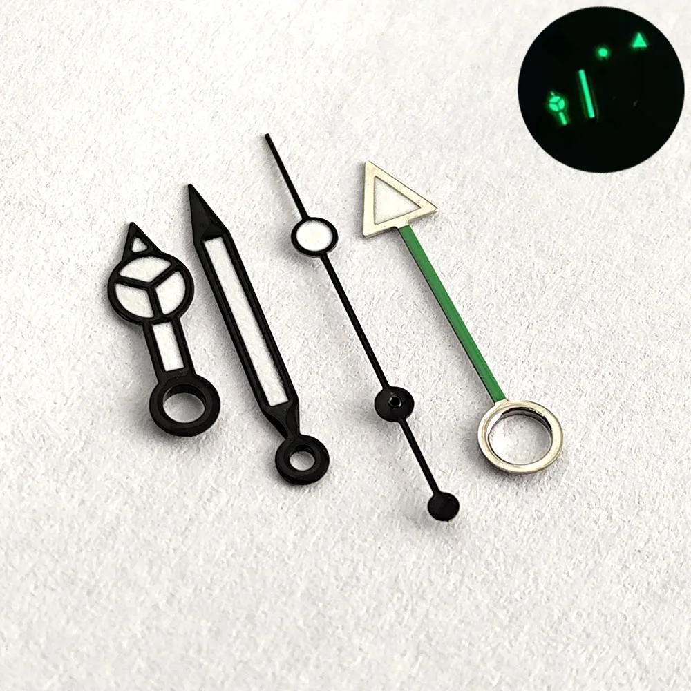 Enhanced GMT Luminous Watch Hands in Blue & Green