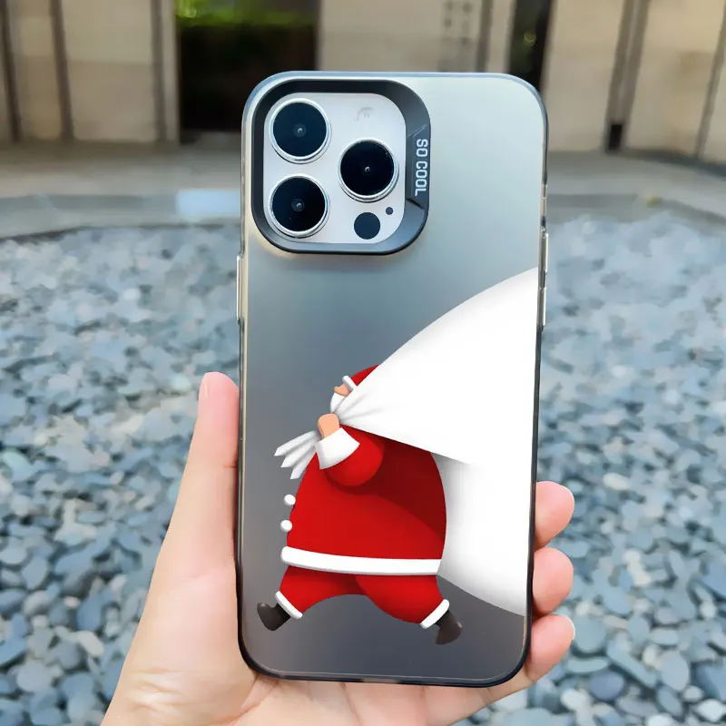 Luxus Cartoon Weihnachten Handy hülle für iPhone 14 15 Pro Max Plus 11 12 13 Mini Pro Max einfache Santa stoß feste Laser Matte Hülle – Detail 1