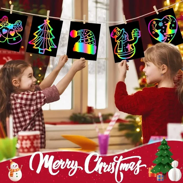 2024 Colorful Scratch Magic Paper Note Kids Painting Drawing Rainbow Scratch Off Paper Teens Rainbow Scratch Art for Kids 6