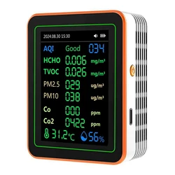 Advanced Air Quality Monitor & CO Detector with Alarm - 12 - in - 1 Particle Counter for Home, Office, or School (White)