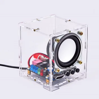 DIY Kit Audio Amplifier DIY Electronic Components Kit Transparent Acrylic Case with LED Mobile Phone Speaker 2