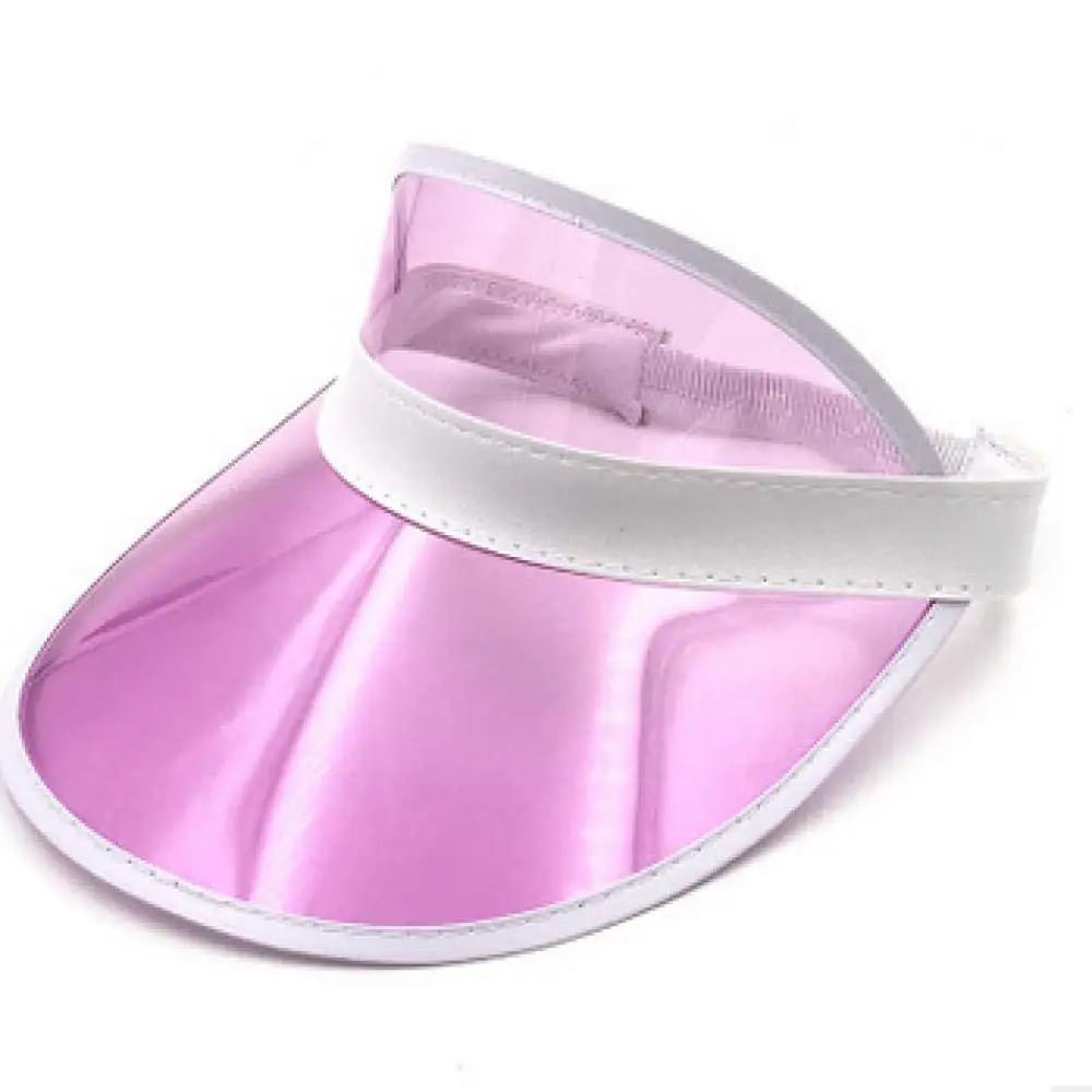 Unisex Summer PVC Sun Hats Candy Color Transparent Empty Top Sunshade Hat Visor Caps Bicycle Sun Hat for Outdoor Activities and