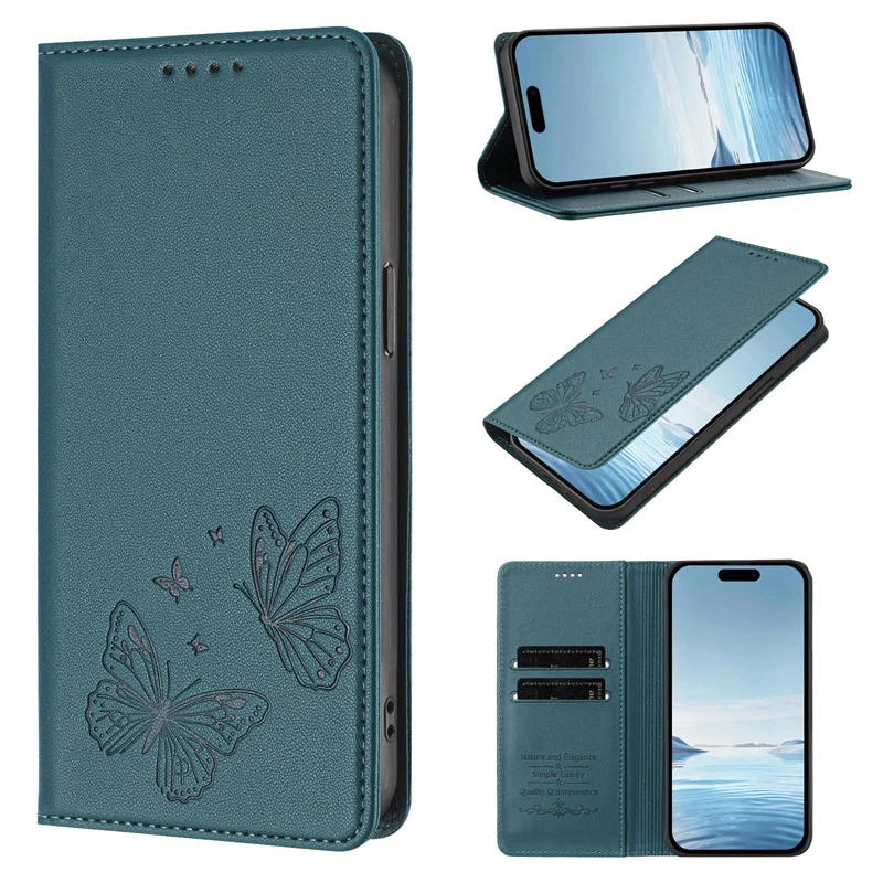 Magnetic Butterfly Leather Wallet Case Cover