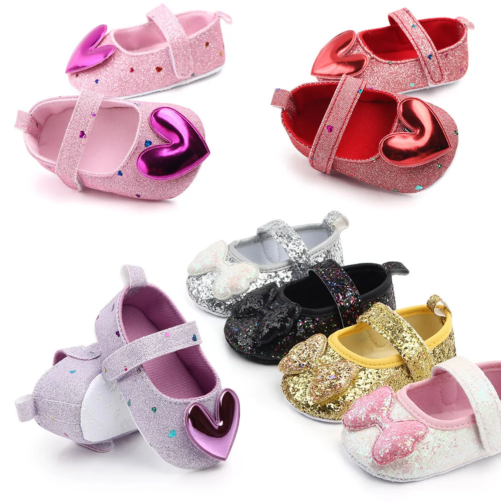 New Sequin Shoes Bow Casual First Walker Shoes Fall Soft Soled Baby Princess Shoes Baby shoes Soft Soled Non-slip Toddler Shoes 2022 spring and autumn fashionable retro bean shoes british style children s leather shoes soft soled non slip girls shoes