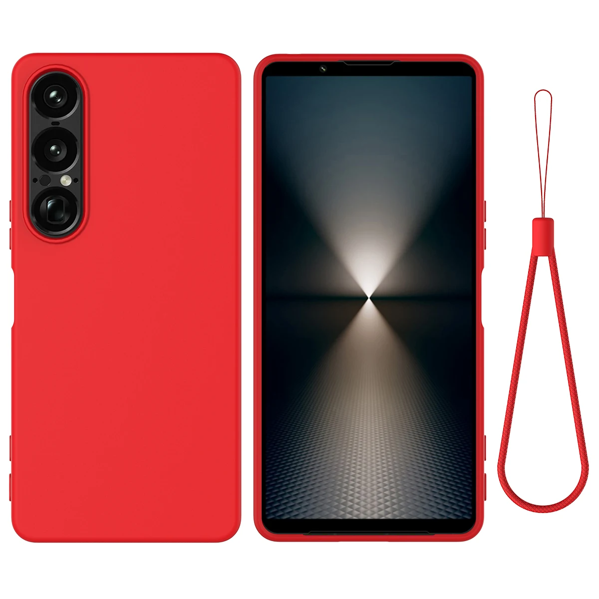 Shockproof Soft Liquid Silicone Slim Phone Case with Lanyard and Retail Package