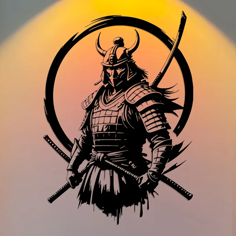 Handgeschmiedete Samurai-Schwert Wandkunst - Japanische Zen-Krieger Skulptur Dynamische Kampfszene Heim/Büro Dekoration Metallkunst – Detail 7