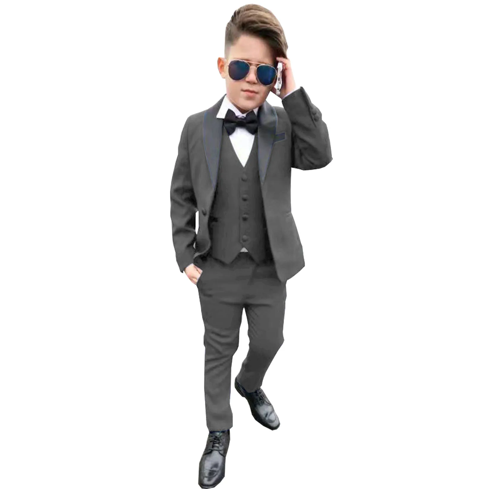 Boys Wedding Suit Teenager Kid Formal Tuxedo Bowtie Dress Children Blazer Party Performance Costume