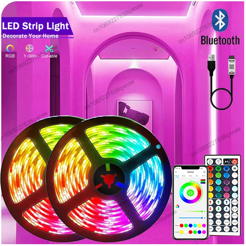 

RGB Led Strip SMD5050 Bluetooth Remote Music Sync Luces Led Lights for Bedroom Decoration Led Strip Lights Leds 10m 15m 20m 30m