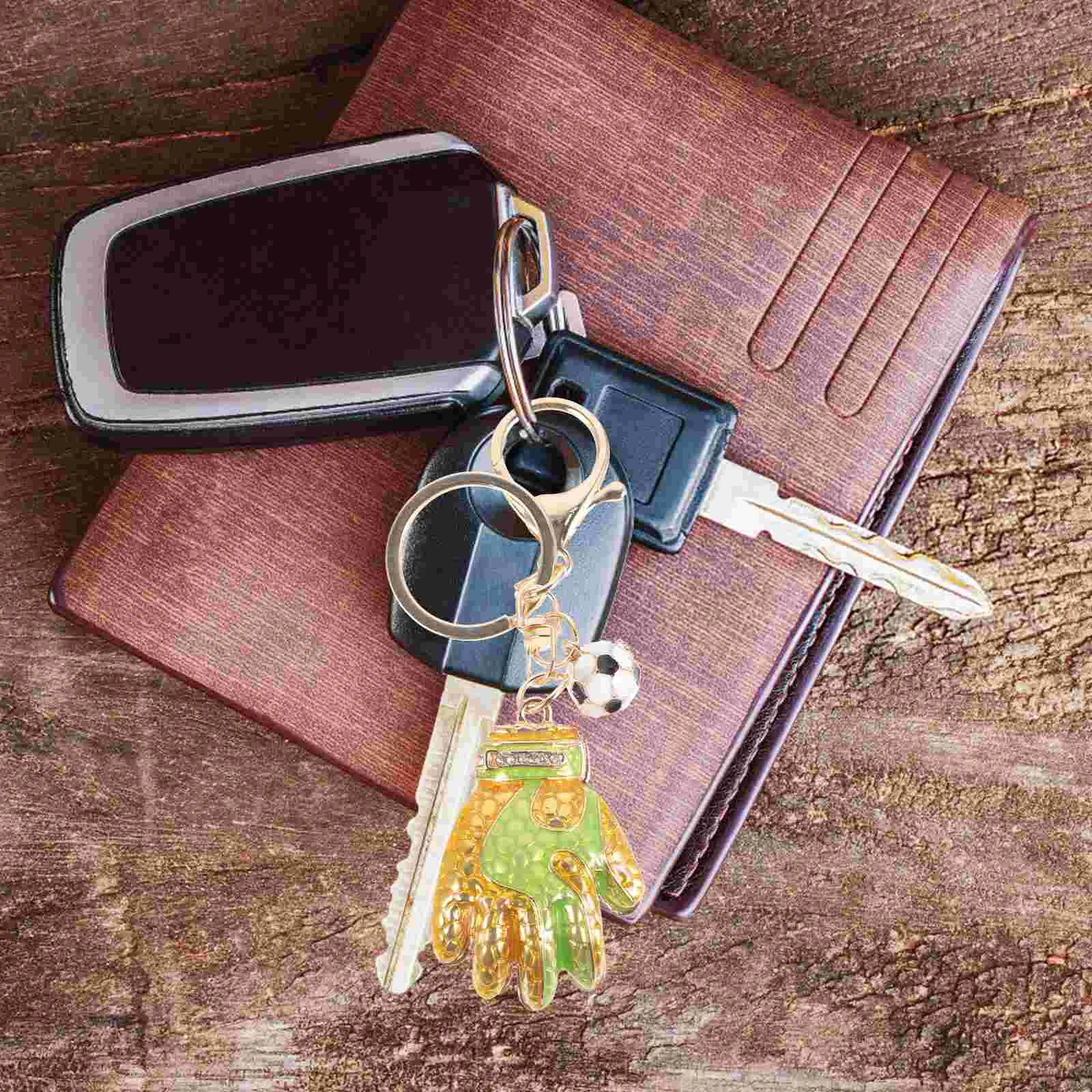 Golden Football Goalkeeper Gloves Keychain Lightweight Fine Workmanship Team Sports Souvenirs Gifts Decorative Pendant Backpack