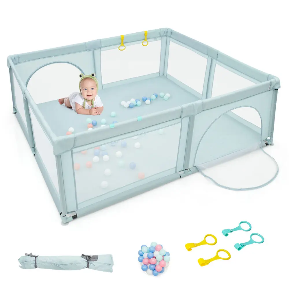 

Детский манеж Babyjoy очень большого размера, безопасный детский игровой двор с 50 океанскими шариками и 4 ручками