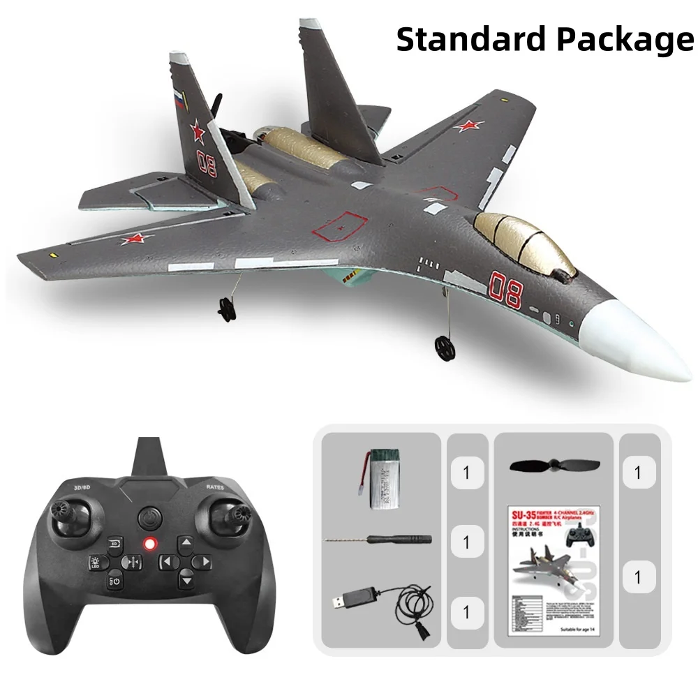 SU35 RC Plane Fixed Wing Professional Stunt Remote Control Fighter Jets 2.4Ghz 4 Channels 360° Flip Vertical Flight QF009 6
