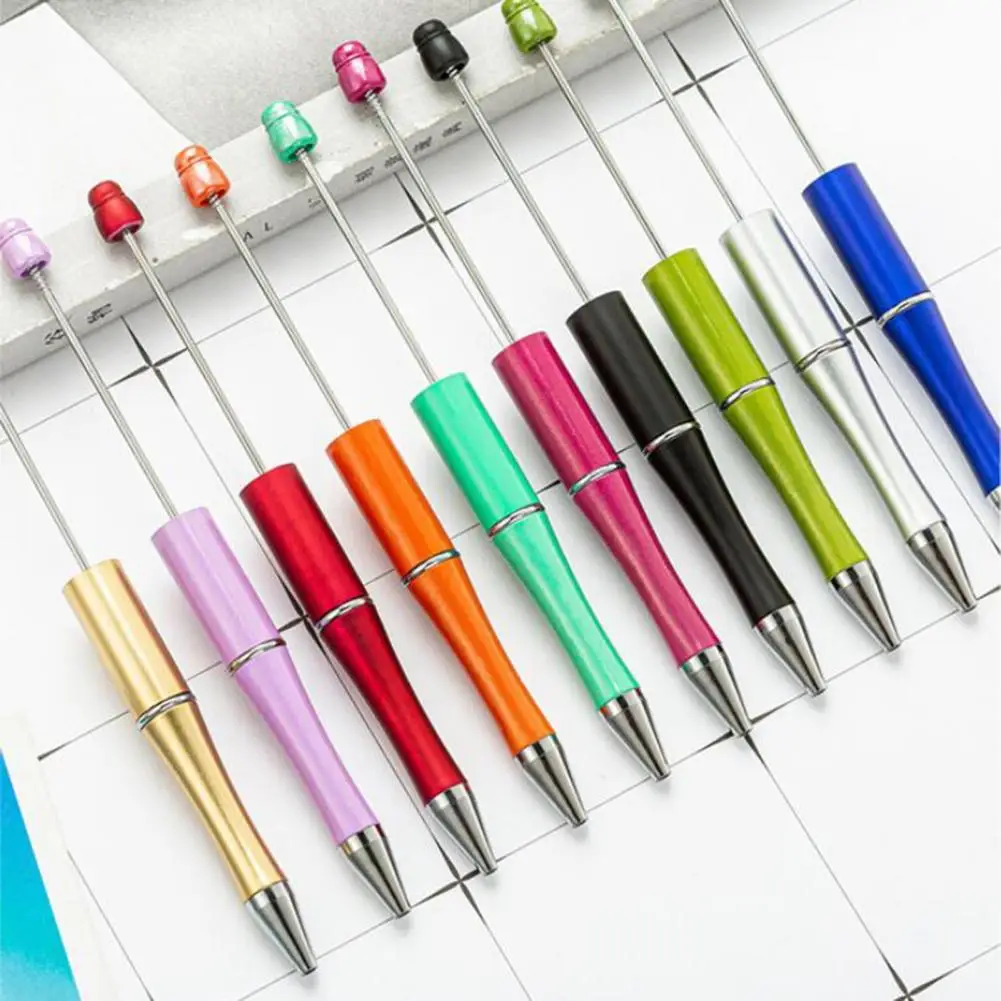 5Pcs Compact Rollerball Pen Beadable Plastic  Signature Pen School Favor Ball Point Pen   for Children  Ball Point Pen