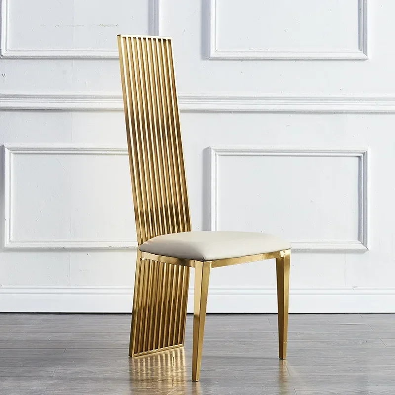 

Light luxury stainless steel dining chairs, hotel metal fashion chairs, golden modern simple home chairs, living room dining tab