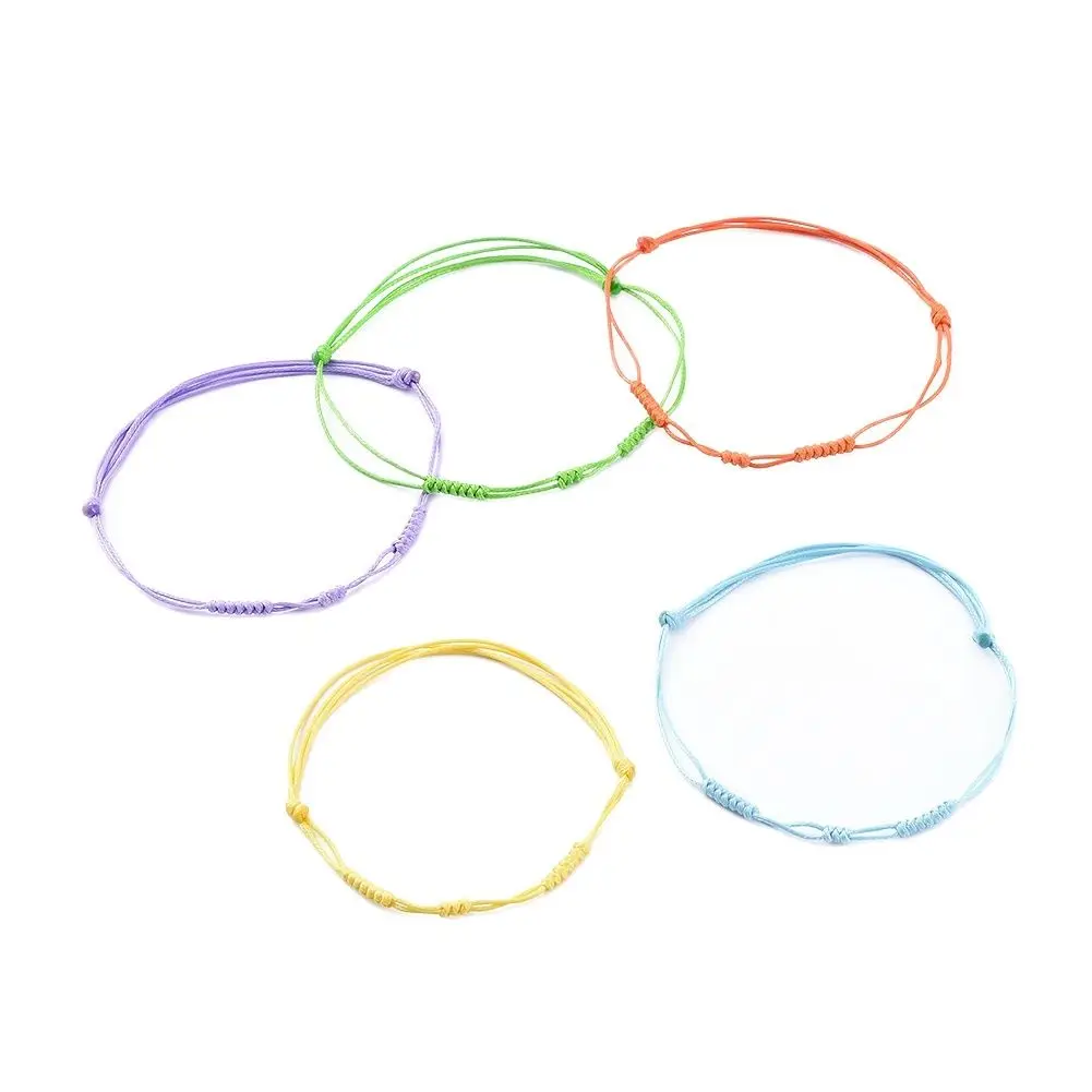 Kissitty 15 Sets Simple Braided Waxed Cord Adjustable Rope Chain Braid Bracelets For DIY Bracelet Making Women Handmade Gift