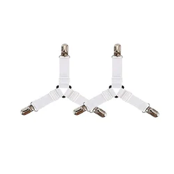 4-Piece Non-Slip Bed Sheet Holder Set (2pc 3 Clips White)