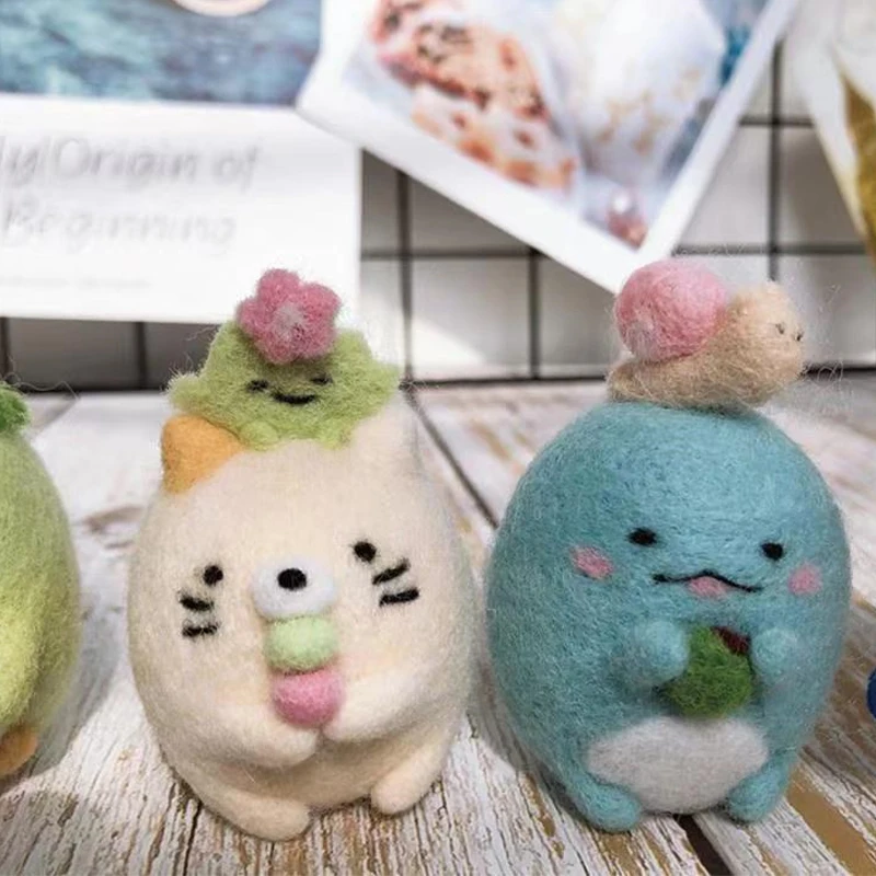 YOMICO Japanese Animation Sumikko Gurashi Plushie Toys Wool Felt Kit Needlework Gift Handmade Sewing Materials Accessories