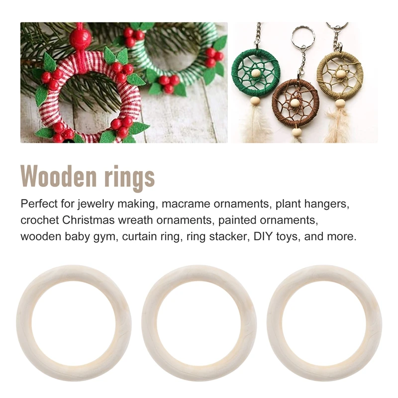 30pcs 70mm Holz ringe, Holzring Holz kreise für DIY Handwerk, Makramee Pflanzen Kleiderbügel, Ornamente und Schmuck herstellung