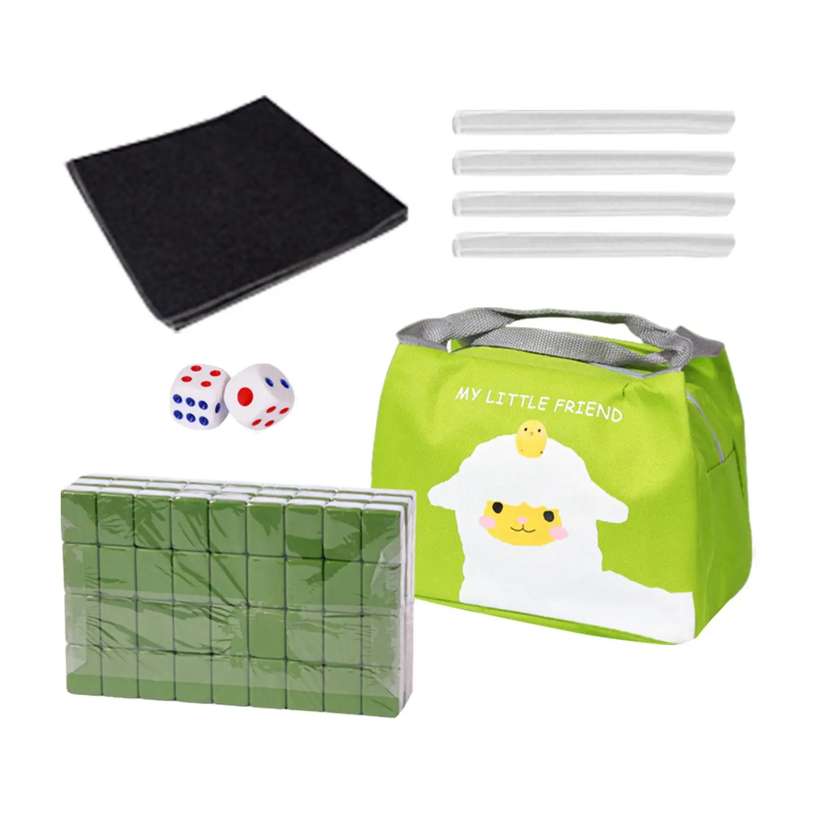 Travel Mahjong Set Chinese Mahjong Toy with Portable Bag Mini Mahjong Classic Tiles Games for Families