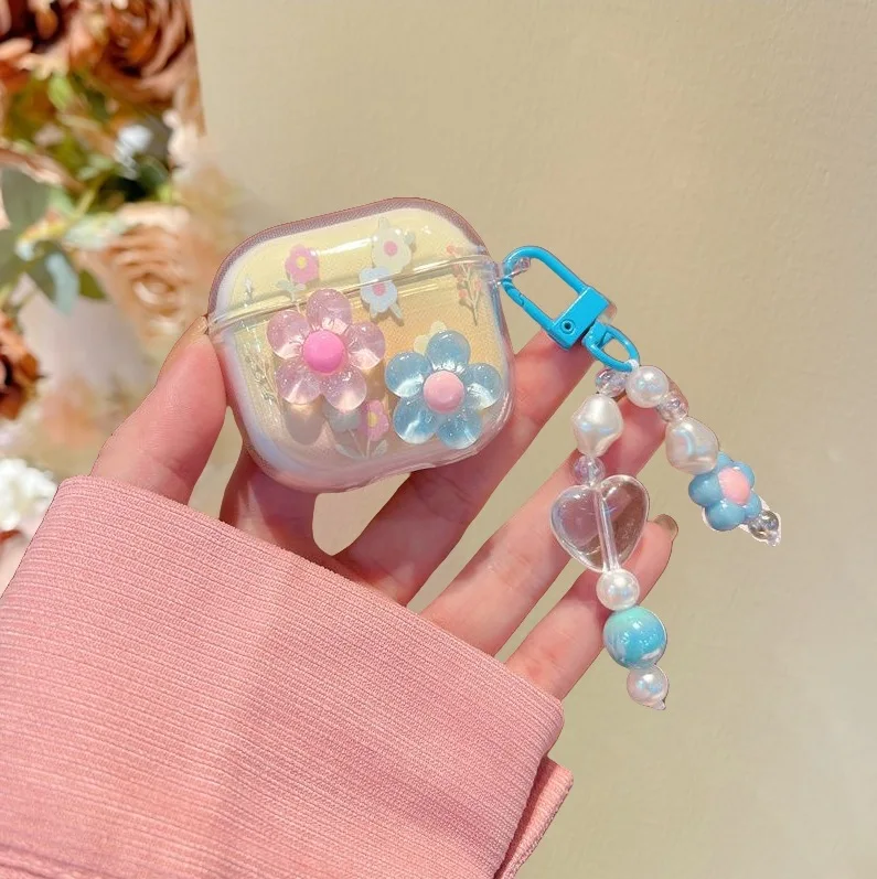 Chic Floral Earphone Case with Keyring