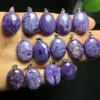 Unit One Piece 925 Silver Buckle With Cost Effecive Natural Charoite Crystal Healing Oval Shape Pendant 1