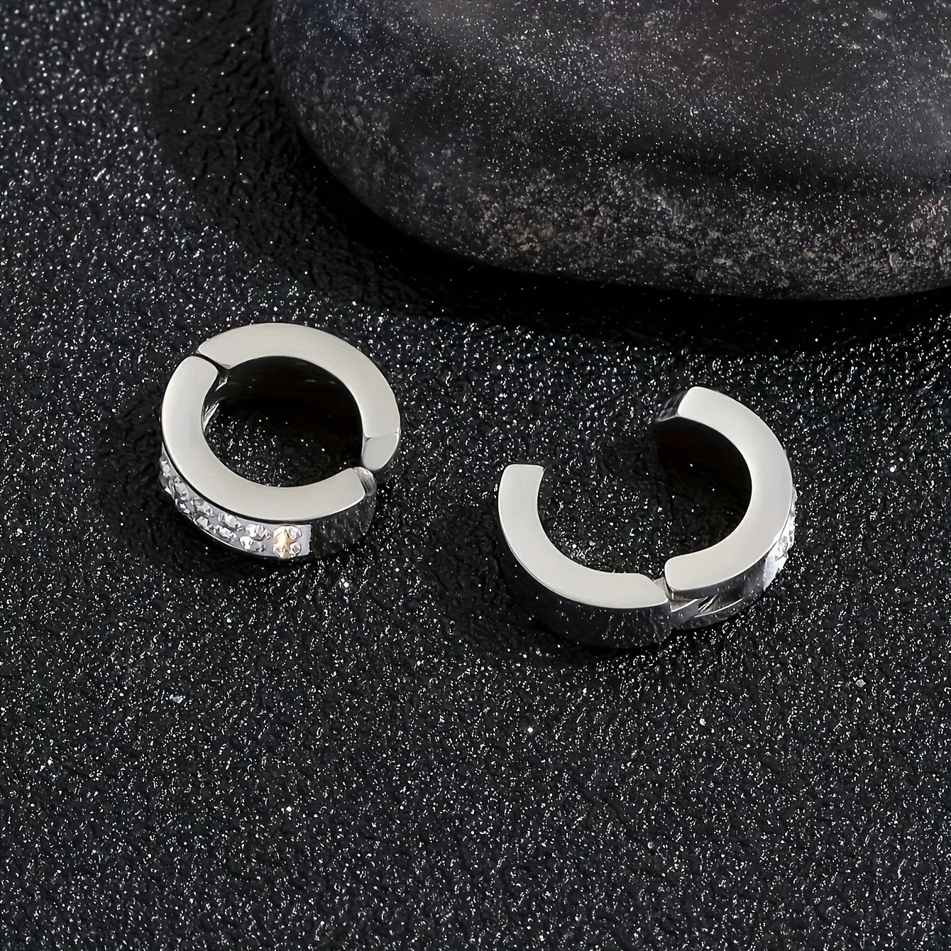 1pair Unisex Minimalist Punk Hip Hop Stainless Steel Ear Clips ear clip earrings clip earrings ear clip ear accessories With Cubic Zirconia For Men Women