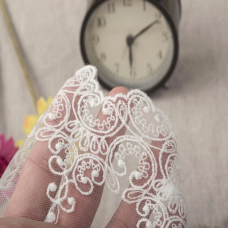 1 야드/로트 폭: 9.5cm 화이트 블랙 코튼 자수 메쉬 레이스 의류 레이스 트리밍 DIY 재봉 액세서리