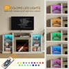 Fireplace TV Stand with LED Lights and Power Outlets, TV Console for, Entertainment Center with Adjustable Glass Shelves 3