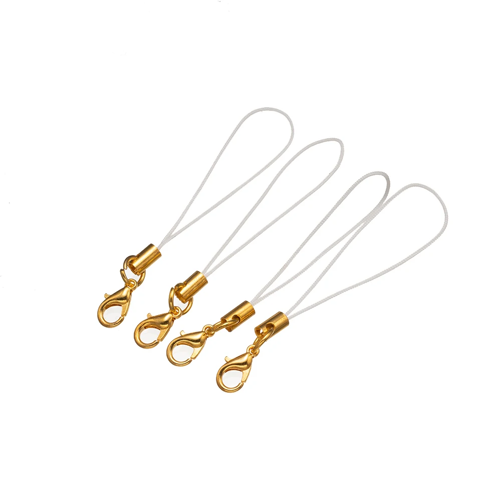 Vibrant Gold/Rhodium Charm Cord with Lobster Clasp for DIY Jewelry and Accessories Crafting - 50pcs