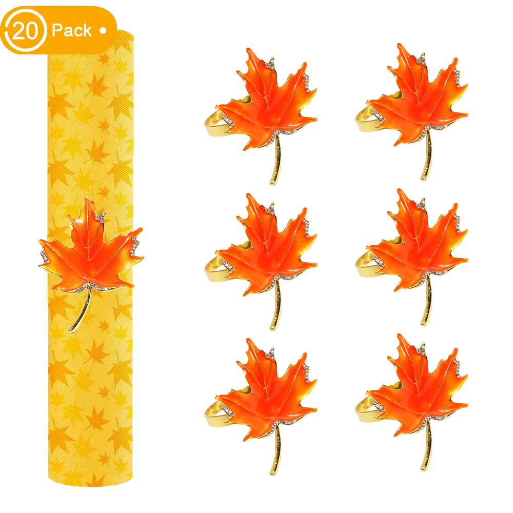 20 шт., кольца для салфеток в виде листа