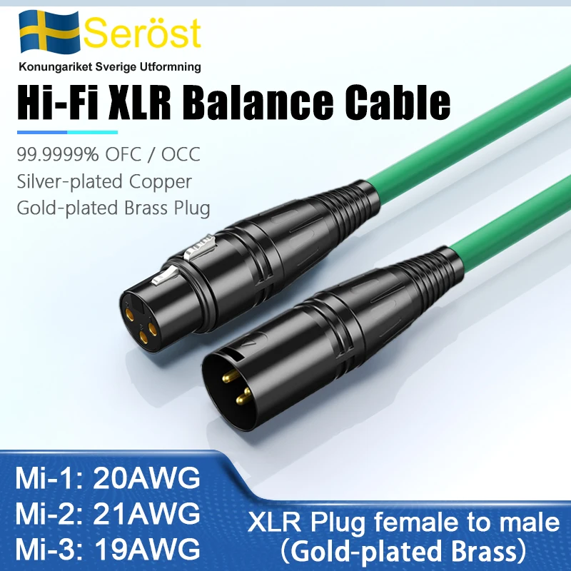 Serost HIFI 99,9999% OFC/OCC Versilbertes Kabel HiFi XLR Symmetrisches Audiokabel für CD DAC Audio-Decoder Verstärker Heimkino