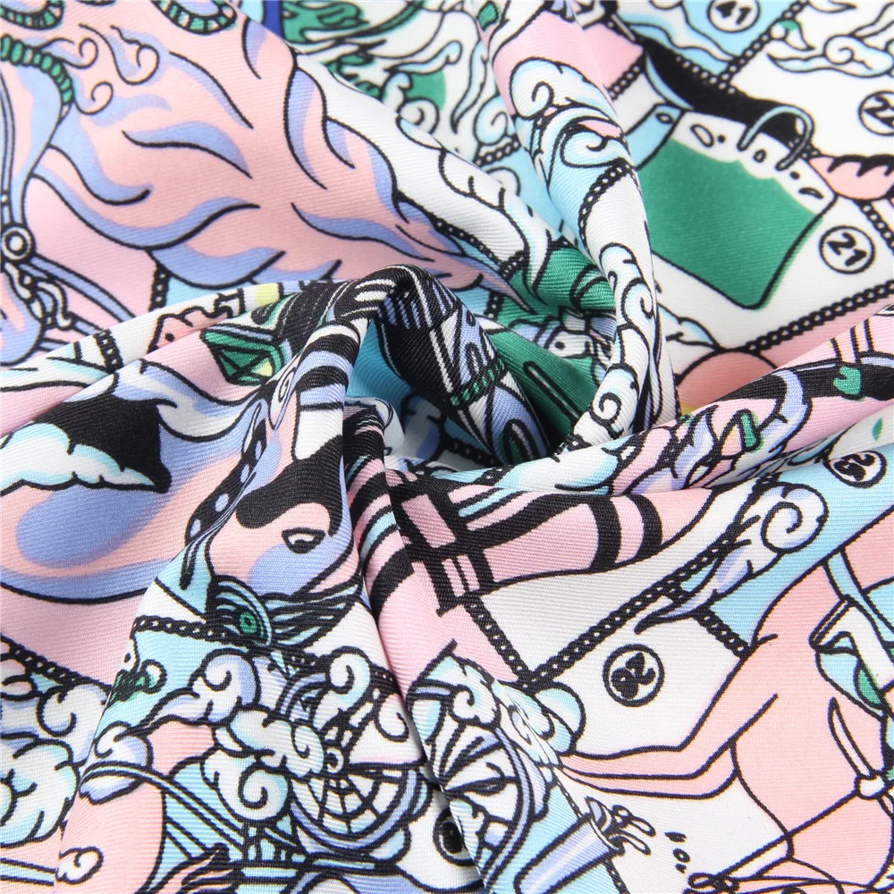 Silk Scarf Square Scarf Women Three Giraffes 90CM Silk Scarf