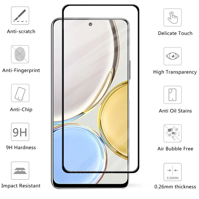 4in1 For Huawei Honor X9 5G Glass For Honor X9 Tempered Glass 9H HD Full Glue Cover Screen Protector For Honor X9 X8 Lens Glass
