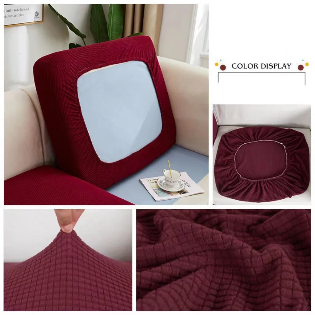 Jacquard Stretchable Sofa Cushion Cover - Washable & Removable Polar Fleece Slipcover