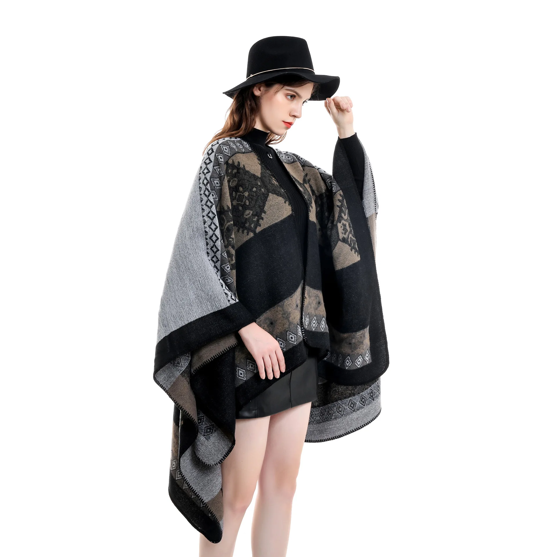 

Winter Fashion Poncho Women Capes Scarf Imitation Cashmere Ladies Scarves Warm Shawls Wraps Woman Ponchos Bufanda Mujer Foulard