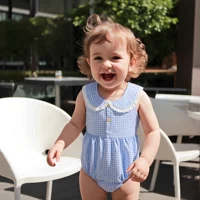 Sanlutoz Summer Cotton Baby Girls Bodysuits Cute Plaid Clothing Sleeveless Princess 1