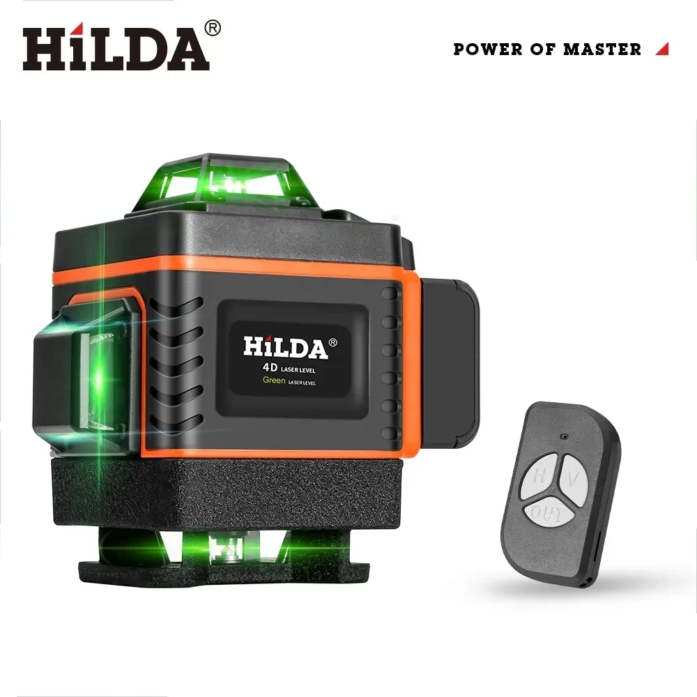 Laser Level HILDA 16/12Lines 4D Laser Level Green Line Self-Leveling 360 Horizontal And Vertical Green Beam