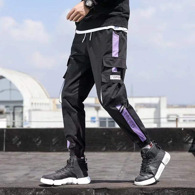 Pantalones cargo negros multibolsillos para hombre, pantalones para hombre, estilo coreano, hip hop, con múltiples bolsillos, ropa de diseñador, informal, nueva, en nailon suelto