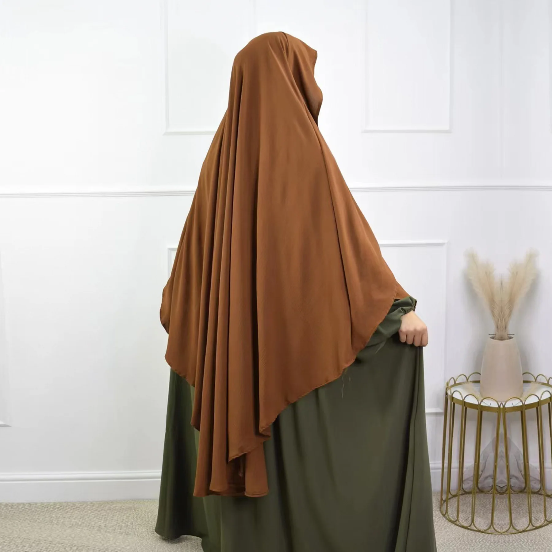 Arab Islamic Eid Ramadan Scarf Prayer Khimar Women Muslim Hijab Niquabs Ladies Full Cover Wrap Hair Shawls Solid Color Shayla