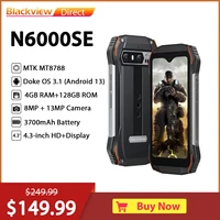 Blackview N6000SE Rugged Machine Octa Core, Android 13, 4.3 "Display, 4GB 128GB, 3700mAh Battery, 13MP Rear Cameras, NFC 1