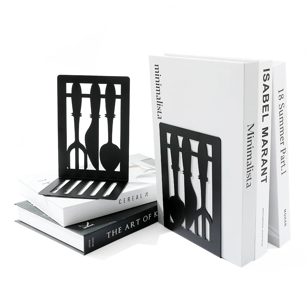 tableware Hollow-out Metal Bookends Hourglass Design Metal Bookends Home Office Decorative Book Stoppers Book Holders