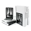 tableware Hollow-out Metal Bookends Hourglass Design Metal Bookends for Home Office Decorative Book Stoppers Book Holders 1