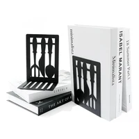 tableware Hollow-out Metal Bookends Hourglass Design Metal Bookends for Home Office Decorative Book Stoppers Book Holders 1