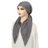 Solid Color Muslim Hijab Pre-Tied Turban Hat Women Long Tail Bonnet Chemo Cap Hair Loss Head Scarf Wrap Beanies Turbante Mujer 5
