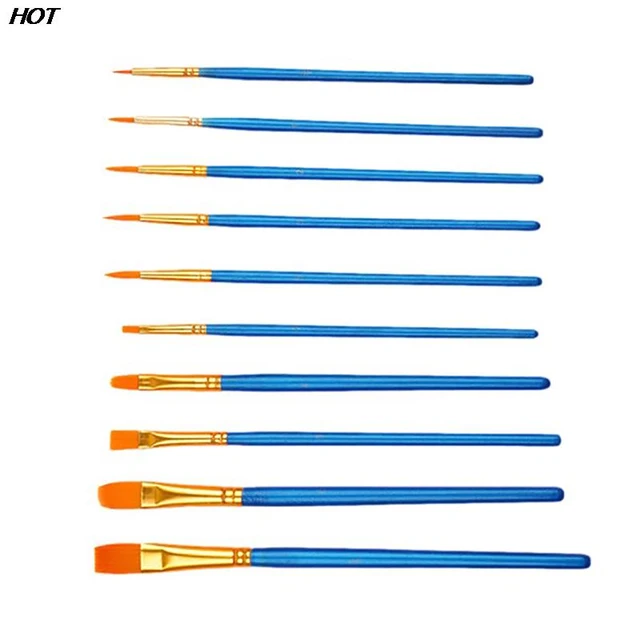 10PCS Nylon Paint Brush Professional Watercolor Acrylic Oil Painting Wooden  Handle Painting Brushes Art Supplies Stationery