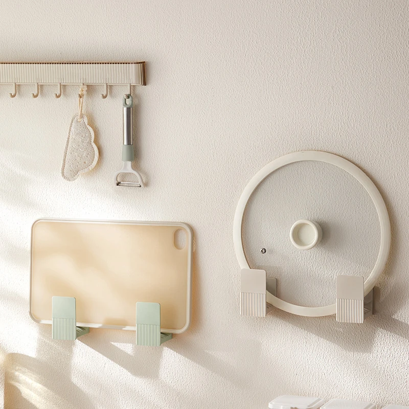 

Wall Mounted Pot Lid Holder Kitchen Pot Cover Storage Rack Cutting Board Organizers Punch Free Strong Weight Capacity Lid Rack