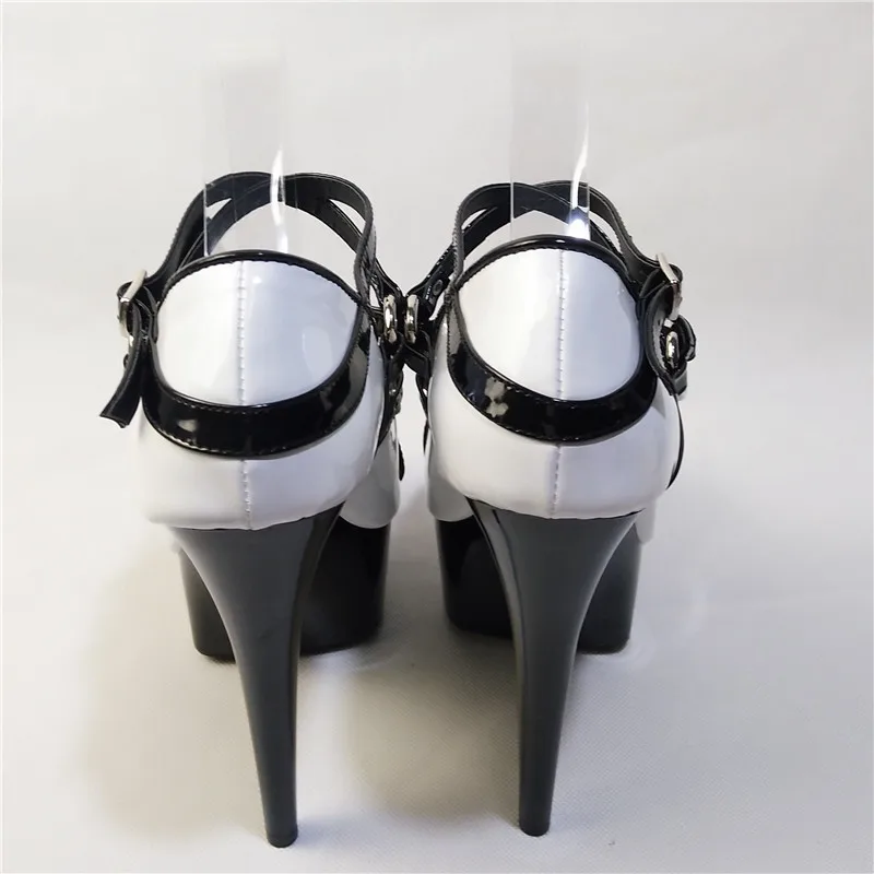 Fashion Closed Toe Single Shoes Temptation Super-Elevation 15cm Women's Thin High Heels 6 Inch Cross-Tied Cover Heel dance shoes