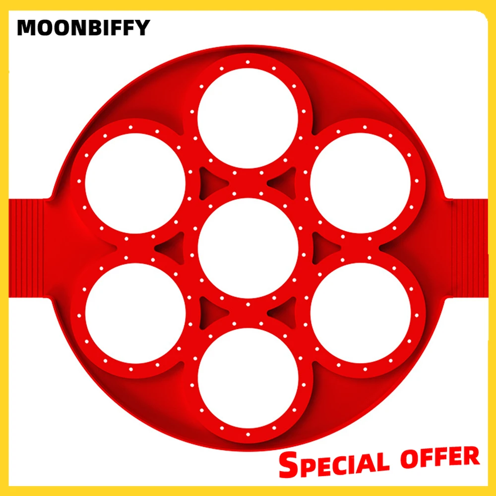 Silicone Pancake Maker Multiple Shapes 7 Holes Nonstick Baking Mold Ring Fried Egg Molds For Family Cooking Kitchenware Gadgets pancake maker silicone cooking tools egg mold egg ring