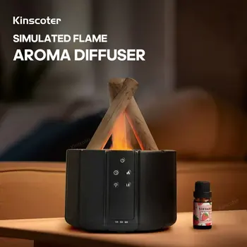 KINSCOTER Simulated Flame Aroma Diffuser Bonfire Air Humidifier Ultrasonic Cool Mist Maker Fogger LED Essential Oil Lamp Difusor 6